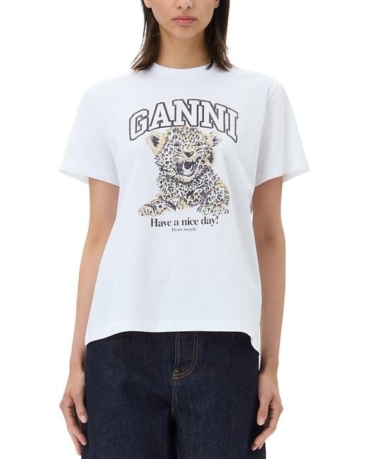 Ganni White Basic Jersey Relaxed Tee