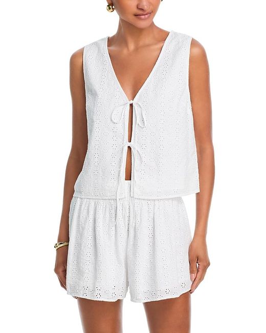 Velvet By Graham & Spencer White Velvet By Graham Spencer Ava Tie Front Top