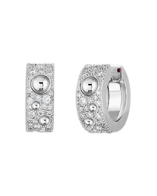 Roberto Coin Metallic 18K Pois Mois Diamond Luna Small Hoop Earrings