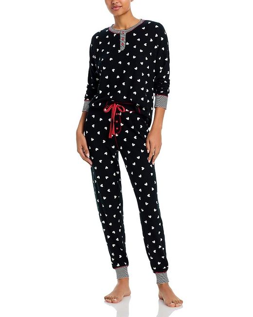 Pj Salvage Black Ski Brushed Thermal Pajama Set