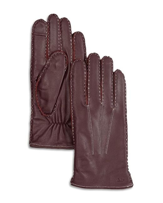 Echo Purple Stitch Detail Leather Tech Gloves