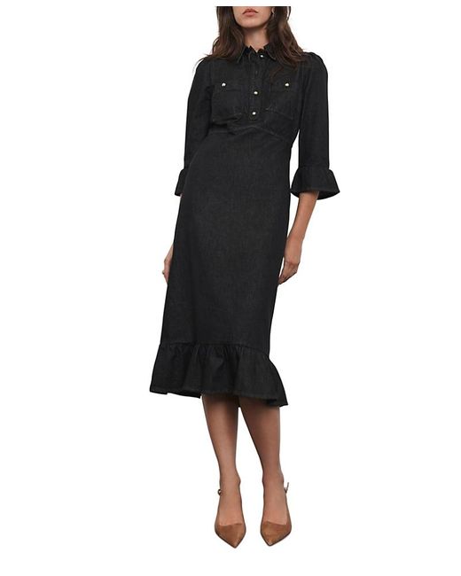 Mint Velvet Black Denim Midi Shirt Dress