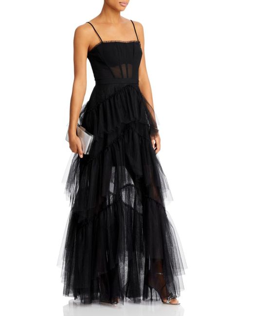 BCBGMAXAZRIA Tulle Corset Essential Gown in Black | Lyst