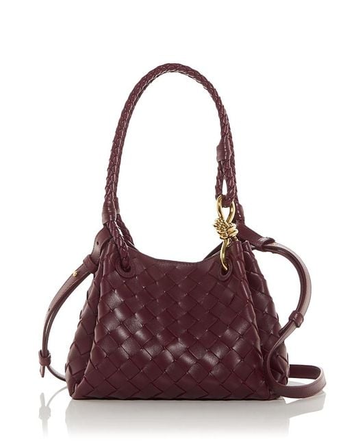 Bottega Veneta Purple Small Parachute Intrecciato Leather Shoulder Bag