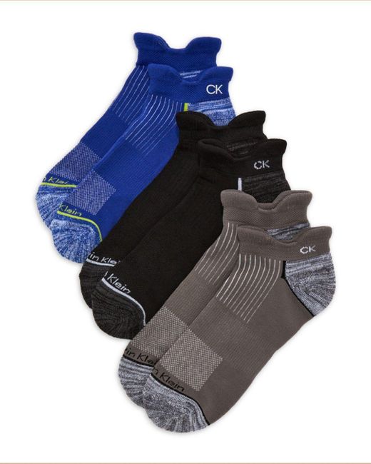 Calvin Klein Synthetic Zone Cushion No Show Socks in Blue/Gray/Black