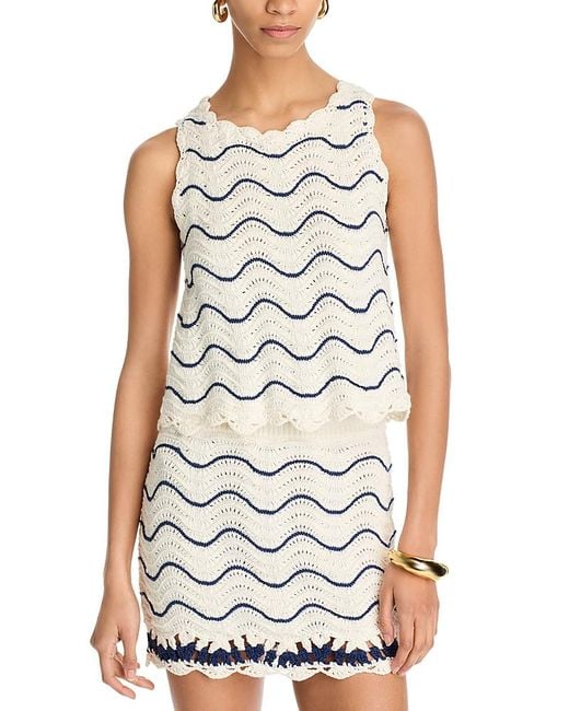 Cara Cara Blue Casey Scalloped Crochet Top
