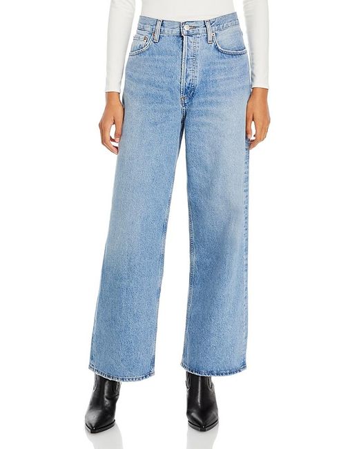 Agolde Women's Blue Low Slung Baggy Jeans