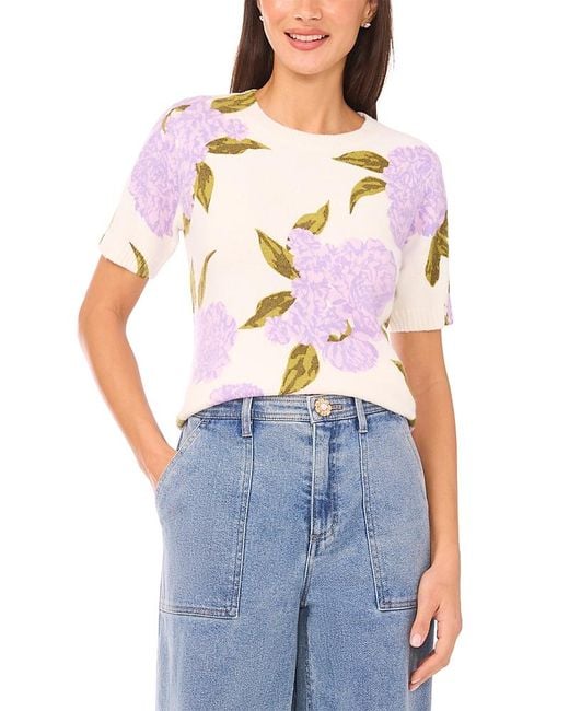 Cece Blue Hydrangea Sweater