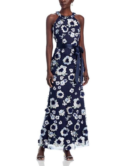 Eliza J Blue Embroidered Maxi Dress