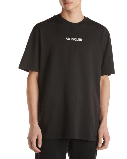 Moncler Cotton Blob Short Sleeve Logo Tee In Black For Men Lyst
