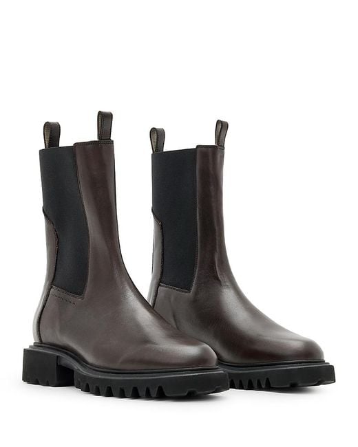 AllSaints Black Hallie Stretch Ankle Boots