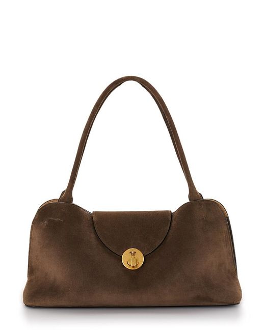 Versace Brown Medium Suede Shoulder Bag