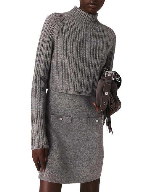 Maje Gray Knit Dress With Removable Sweater