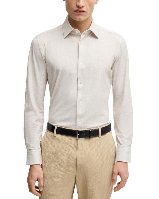 Boss White Hank Kent Printed Button-Front Shirt for men