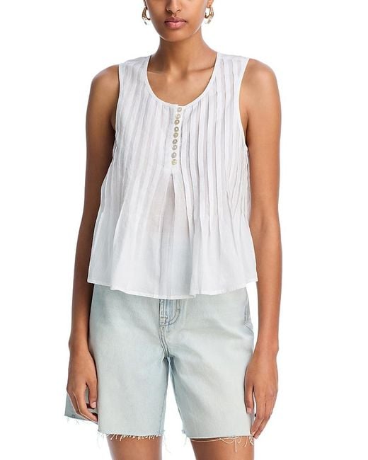 Aqua Blue Amey Pleated Sleeveless Tank Top