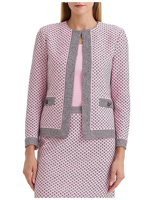 Ming Wang Red Plus Size Shell Stitch Knit Jacket