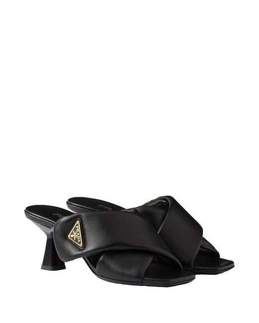 Prada Black Padded Nappa Leather Sandals