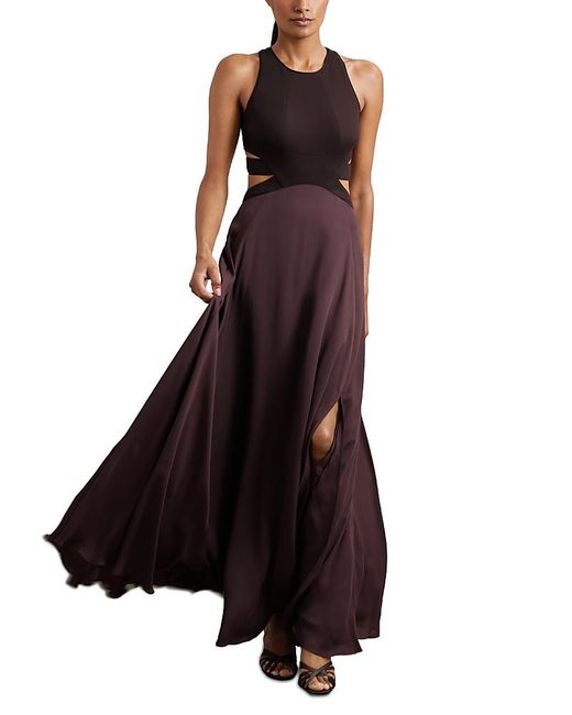 Reiss Purple Cutout Sleeveless Maxi Dress
