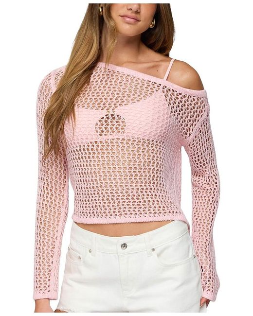 Edikted Red Inara Off Shoulder Crochet Top