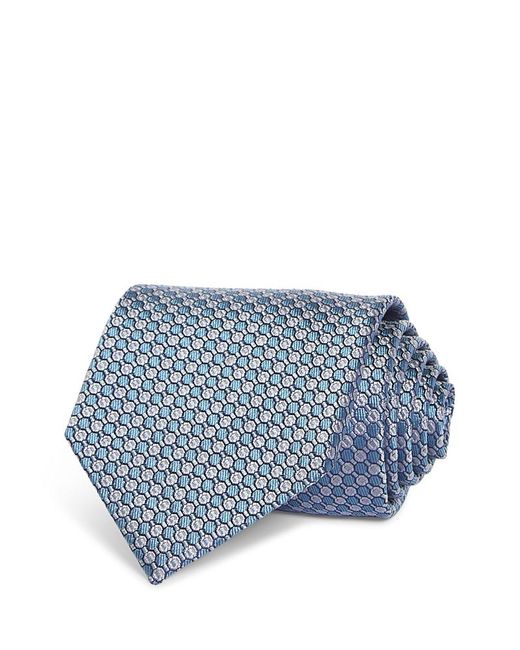 David Donahue Blue Classic Silk Geometric Tie for men