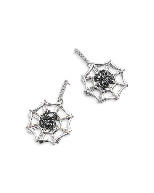 BaubleBar White Web Struck Pave Spiderweb Drop Earrings