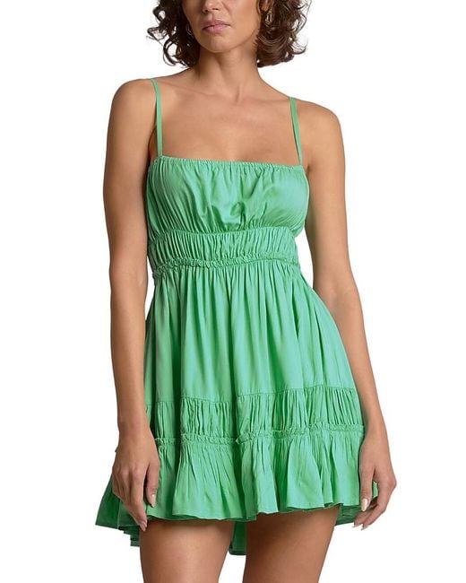 Elan Smocked Open Back Swim Cover Up Mini Dress in Green | Lyst