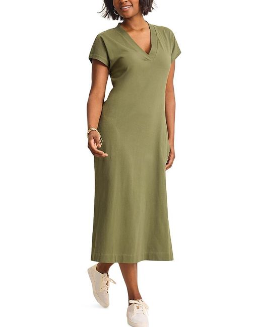 green emerald velvet dress Amber Pleat Jersey Midi Dress-Hunter Green