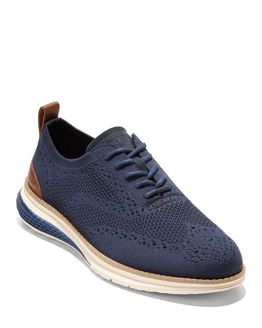 Cole Haan Men's Blue Grand Evolution Stitchlite Lace Up Oxfords