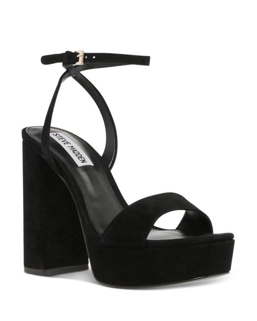 Steve Madden Synthetic Lessa High Heel Platform Sandals in Black Suede (Black) - Lyst