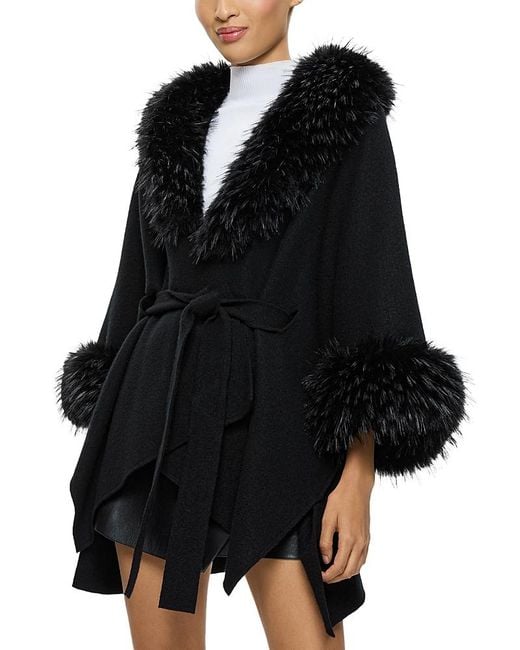 Alice + Olivia Black Joanne Sweater Wool Coat