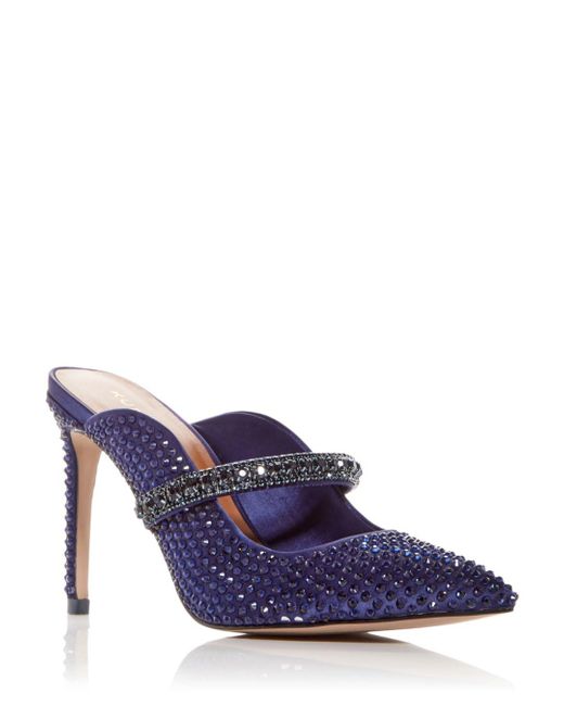 Kurt Geiger Leather Duke Embellished High Heel Mules in Blue Lyst