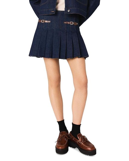 Maje Blue Short Denim Skirt With Lining
