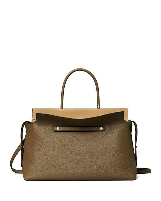 Tory Burch Metallic Downtown Pebbled Satchel