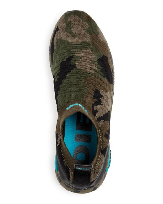 DIESEL Camouflage Slip-on Sneakers in Green for Men | Lyst