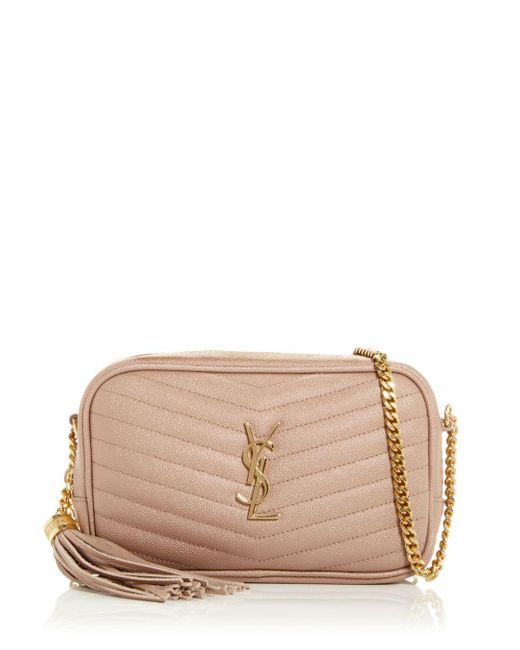 Saint Laurent Lou Mini Quilted Leather Camera Bag in Natural Lyst