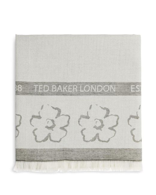 Ted Baker Synthetic Kemily Magnolia Large Square Scarf in Gray Lyst