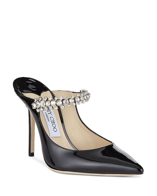 Jimmy Choo Black Bing 100 Embellished High Heel Mules