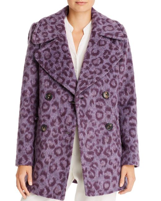 Kate Spade Brushed Leopard Coat in Purple | Lyst