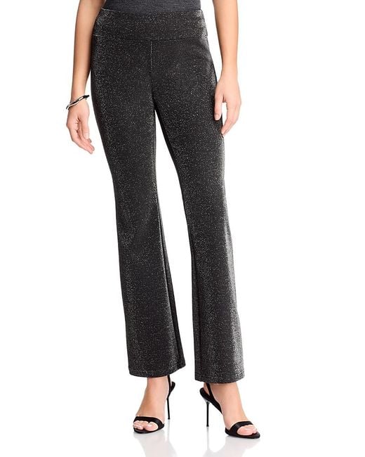 Tahari Black Metallic Flared Pants