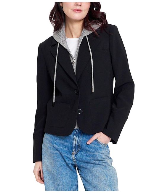 Central Park West Blue Sienna Solid Jacket With Cable Hooded Dickey