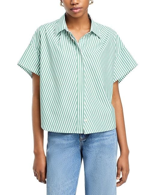 Rag & Bone Blue Martha Striped Poplin Shirt