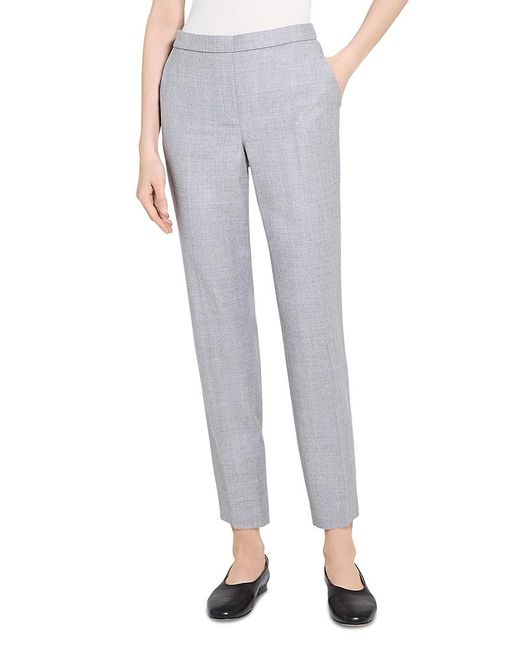 Theory Gray Sleek Flannel Treeca Pull On Pant