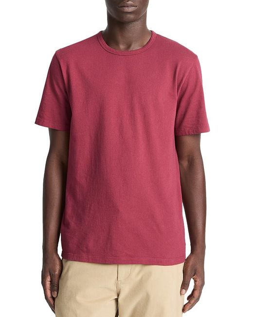 Vince Red Garment Dyed Crewneck Tee for men