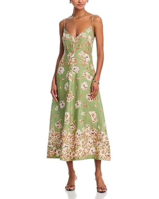 Cara Cara Green Mae Linen Midi Dress