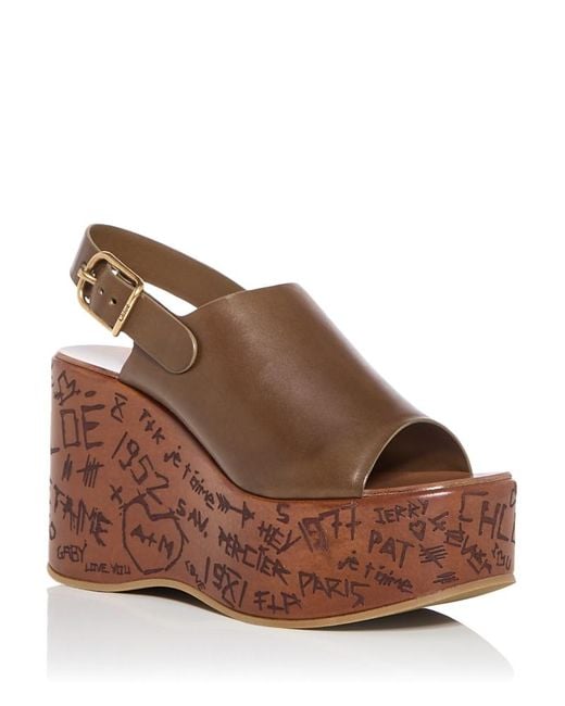 Chloé Brown Maxime Platform Wedge Sandals