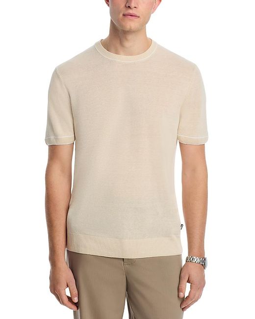 Boss White Linen Blend Crewneck Sweater for men