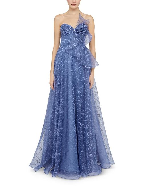 THEIA Blue Joanna Bow Bodice Gown