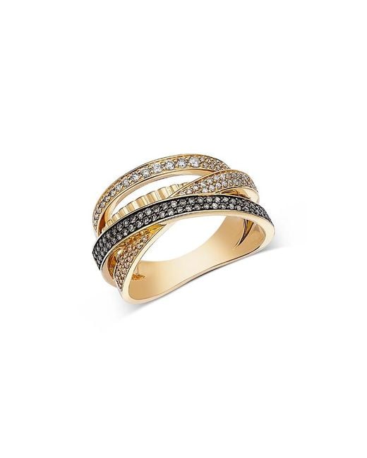 Bloomingdale's Fine Collection White Champagne & Diamond Multirow Crossover Ring