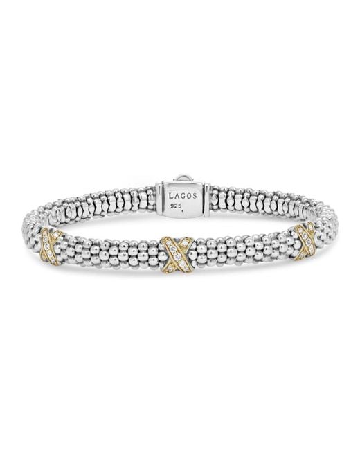 Lagos 18k Gold And Sterling Silver X Collection Diamond Rope Bracelet ...
