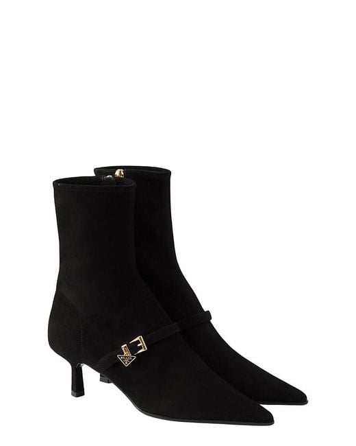 Prada Black Stretch Suede Booties